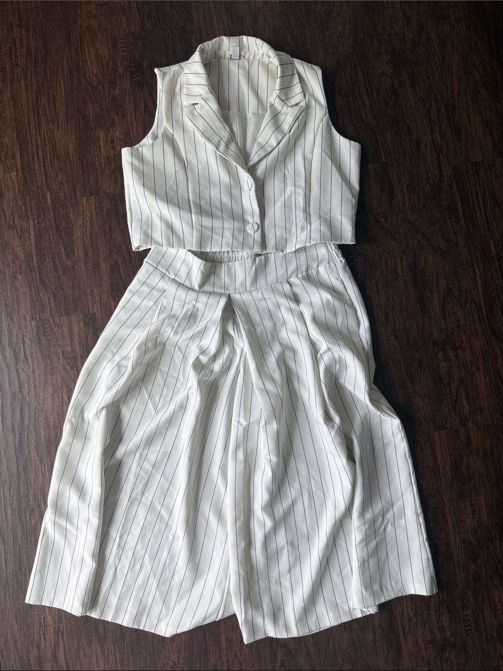 Cato White Blazer with wide leg Pinstripes pants size XL